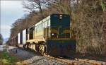 SŽ 644-018 zieht Güterzug durch Maribor-Studenci Richtung Tezno VBF. /13.1.2014