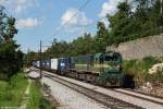 664 119 mit einem Containerzug am 07.06.2014 bei Postojna.