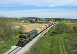 664 111 passes Salovci whilst hauling a container train from Hodos to Pragersko, 15 April 2016  