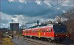 SŽ 814-112 fährt durch Maribor-Tabor Richtung Maribor HBF. /24.2.2016