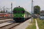 VT 711014 steht am 24.5.2011 gekuppelt mit VT 711015 an der Tankanlage im
Hauptbahnhof Lubljana.