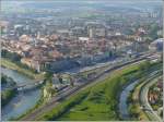 Von der Starigrad aus hat man einen wunderbaren Blick ber Bahnhof und Stadt Celje.