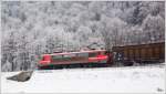 SZ 363 021 zieht einen Gterzug durch die frostigen Wlder von Cesta v Kresnice, nahe Ljubljana. 
12.12.2012