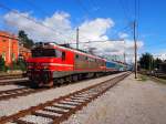 363 016 mit Schnelzug nach Ljubljana im Bhf.