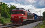 SŽ 363-035 zieht Containerzug durch Maribor-Tabor Richtung Norden. /9.9.2015
