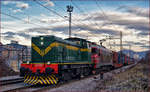 SŽ 643-035+363-? ziehen Containerzug durch Maribor-Tabor Richtung Koper Hafen.