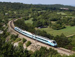 SZ 310 001 Pendolino war am 11. September 2019 als IC 503  Pohorje  von Ormoz nach Koper unterwegs, und wurde von mir in Crnotice fotografiert.