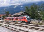 Desiro 312-108/32-107 mit Regionalzug 2409 Jessenice-Ljubljana auf Bahnhof Lesce Bled am 9-8-2010.