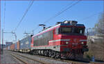 SŽ 363-024 zieht Containerzug durch Maribor-Tabor Richtung Norden.