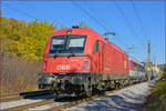 OBB 1216 147 zieht LkW-Zug durch Maribor-Tabor Richtung Tezno FBH.