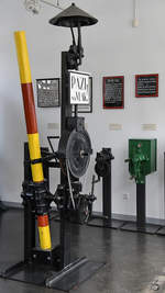 Eine alte Schranke war Ende August 2019 im Eisenbahnmuseum Ljubljana ausgestellt.