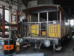 Ein restaurierter Personenwagen war hier Ende August 2019 im Eisenbahnmuseum Ljubljana zu sehen.