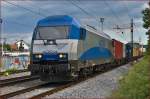 ADRIA Transport 2016 921 'Ingrid' zieht Containerzug durch Maribor-Tabor Richtung Koper Hafen (und Gruß zurück für freundlichen Lokführer).