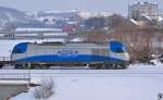 ADRIA Transport 2016 920 mit lehren Containerzug passiert Draubrcke Richtung Hafen Koper.