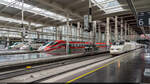 Bahnhof Madrid Puerta de Atocha, 24. Mai 2023<br>
RENFE S-102, S-100, S-103, iryo ETR 400 und RENFE S-100