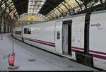 Blick auf den Bistro-Wagen 96 71 91-30 059-9 in 130 060-7 (Bombardier/Talgo 250) der RENFE als Alvia, der im Bahnhof Barcelona-França (Estació de França) (E) auf Gleis 3 steht.
[18.9.2018 | 15:01 Uhr]