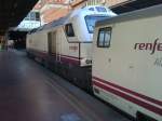 Talgo Madrid Chamartin to Almeria with Renfe 334 in Grandes Lineas livery, here before departure at Madrid Chamartin in the morning of 14 August 2009.