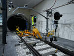 Dieses Gleisbaudiorama ist Teil der Ausstellung im Eisenbahnmuseum Madrid.