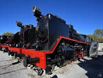 Die Dampflokomotive 141F-2348 wurde 1957 bei der North British Locomotive Company gebaut und gehört zur letzten in Spanien eingesetzten Dampflokbaureihe. (Eisenbahnmuseum von Katalonien in Vilanova i la Geltrú, November 2022)