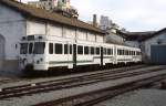 Die MAN-Triebwagen 2360 und 2365 der SFM vor dem Lokschuppen in Palma de Mallorca (Februar 1996)