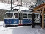 Triebzug Beh 4/8 A8 Balandrau am 07.03.2008 in der Bergstation Vall de Nuria, 1964 m