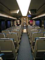 Der Innenraum eines Talgo200 Wagen der 2 Klasse.