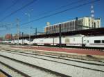 Renfe series 730 dual-gauge hybrid train departing Madrid-Chamartin northbound on 15 March, 2013.