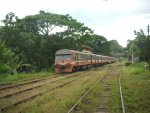 SLR S8 829 als Zug 9657 nach Colombo in Avissawella am 27.7.10. Die Strecke Colombo - Avissawella war ursprnglich in Schmalspur 762mm ausgefhrt und wurde (leider) in den letzten Jahren auf Breitspur (1676mm) umgespurt.