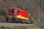 Fahrleitungsmontierwagen X556 301 bei Bruck an der Mur am 2.03.2016.