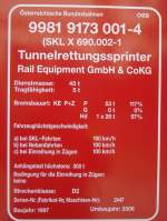 Die neue Anschriftetafel des Tunnelrettungssprinter.