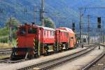 99 81 9592 506-5 und 99 81 9592 501-6 auf Wrgl Hauptbahnhof am 31-7-2013.