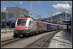 470 004 mit EC151 hält am 3.06.2020  in Bruck an der Mur am Bahnsteig 5.