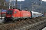 Am 28.12.2013 war ausnahmsweise die 1116 151 mit der Railjetgarnitur  Ski-Austria  unterwegs.