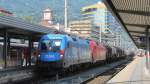 Am 10.9.2012 durchfuhren die 1016 023  Kyoto  und eine 1116 mit einem Gterzug nach Buchs den Innsbrucker Hbf.