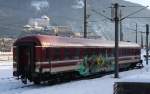 Defekter Barwagen D-Euro 56 80 89-40109-1 von ``Euro- Express`` Sonderzge DB Fernverkehr Kln, BF Dortmund, Standort Mnster im Ruhrgebiet wurde am 14.1.2012 in Kufstein abgestellt, fotografiert am