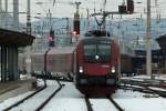 Railjet mit 1116 213 bei der Einfahrt in Salzburg 15.1.2010