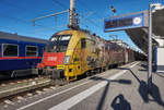 Die  ÖAMTC Lok  1116 153-8 hat mit dem IC 548 aus Flughafen Wien (VIE) den Zugendbahnhof Salzburg Hbf erreicht.