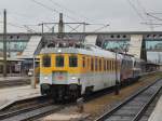 Ein Messzug bestehend aus einem DB-Messwagen  und die beiden Railjets 1016 034 + 1016 035  am 19.10.2007 bei der Durchfahrt in Wels.