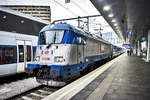 ČD 380 014-1 trifft mit dem EC  Polonia  (Warszawa  Wschodnia - Břeclav - Wien Hbf), in Wien Hbf ein.