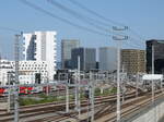 Das Gleisvorfeld zwischen Autoreisezuganlage und Hauptbahnhof, am 09.08.2022 in Wien.