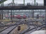 Blick in das Vorfeld des Wiener Westbahnhofs .. ein Augenschmauss fr jeden Bahnfan. Kann leider die verschiedenen Zge nicht beschreiben oder einordnen. (22.06.2009)