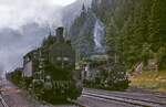 197 303 und 97 204 der Erzbergbahn am 13.08.1975 im Bahnhof Präbichl