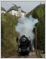 52.7612 und der 50.1171 der Firma Brenner&Brenner am 19.4.2008 mit dem Sonderzug E 16317 (Hersbruck-Selztal) kurz vor Weissenbach beim Verlassen des Landl-Tunnel.