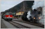 52.4984 beim Umsetzen in Puchberg am Schneeberg, aufgenommen am 13.12.2008. 2143 038 fungierte an diesem Tag als Heizlok.