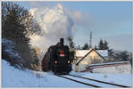 431.032 (ex ÖBB 93.1360) am 11.1.2019 mit ihrem Pn 59237 von Benešov u Prahy nach Kolín aufgenommen zwischen Hvězdonice und Samechov.