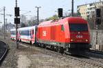 2016 009-0 am 24.März 2019 mit 2x 5047 als Loktauscher Wr.Neustadt-Wien Matzleinsdorf in Atzgersdorf.