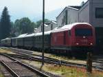 BB 2016 009 am Bahnhof Puchberg am Schneeberg mit dem Sonderzug des MV-Nosztaliga aus Budapest, am 14.