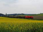 2016 076-8 befindet sich mit Kesselwagenleerzug G47850 Nahe der Haltestelle Oberbunn; 150515