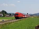 Die 2016 071 mit einem REX nach Braunau am 17.07.2015 unterwegs bei Friedburg.