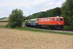 RBAHN 2050.09 mit dem SR 16841 (Ernstbrunn - Rückersdorf-Harmannsdorf) am 02.August 2019 beim Strecken-Km 23,5 der Lokalbahn Korneuburg - Mistelbach.